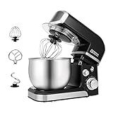 Kitchen in the box Stand Mixer,3.2Qt Small Electric Food Mixer,6 Speeds Portable Lightweight Kitchen Mixer for Daily Use with Egg Whisk,Dough Hook,Flat Beater (Black)