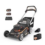 WORX Nitro 21" Cordless Lawn Mower, Electric Mower with Variable Speed, Self-propelled Lawn Mower with Aerodeck & Intellicut, 2 × 5.0 Ah Batteries & Charger Included, WG760