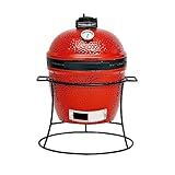 Kamado Joe Joe Jr 13.5-inch Portable Ceramic Charcoal Grill with Grill Stand, Stainless Steel Cooking Grate, Heat Deflectors and Ash Tool in Red, Model KJ13RH