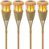 Evelynsun Solar Outdoor Lights, Solar Torch Lights Outdoor Flickering Flame, Outdoor Decorations for Patio Path Yard - 4 Pack