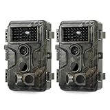 GardePro A3S Trail Camera 2 Pack, 64MP 1296p, Next-Gen Image Technology, Game Camera with Clear 100ft No Glow Night Vision, Fast 0.1s Trigger Speed Motion Activated Waterproof, H.264 MP4 Video
