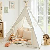 Sumbababy Teepee Tent for Kids Indoor - Toddler Play Tent Washable Tipi Sleepover Tents with Lights for Girls & Boys - Foldable Playhouse Gift Toys