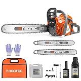 62CC Gas Powered Chainsaw with 18 22 Inch Bars Handheld Cordless Ergonomic Chainsaws 2-Cycle Petrol Gas Chain Saw for Backyard Storm Cleanup Tree Cutting Firewood Wood