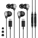 2 Pack USB C Headphones Wired Earbuds for Samsung Galaxy, iPhone 17/16/15