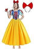 WISHTEN Princess Costume for Women,Adults Princess Dress with Headband, Halloween Costume Cosplay Dress Up Outfit (Large)