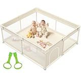 Mloong Large Baby Playpen for Toddler - 69×59in Babies Play Pen Playard Active Center Beige