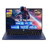 NIMO 15.6" FHD Light-Gaming-Laptop, 8 Cores AMD Ryzen 7 Pro 6850U 32GB LPDDR5 RAM 1TB SSD (Beat i7-1360P Up to 4.7GHz) GPU AMD Radeon 680M IPS Computer with 100W Type-C Backlit Keyboard Fingerprint