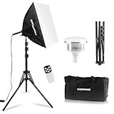 PIOENIMAGE Softbox Lighting Kit, Soft Box Photography Lighting Set with 17in x 17in Softbox, Folding Lighting Tripod, 85W 2700K-6500K LED Bulb, Remote, Studio Lights for Photography, Video Recording