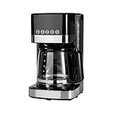 Amazon Basics Programmable 12 Cup Drip Coffee Maker with Glass Coffee Pot (1.9 Qt), Auto Shut-off, Touch Screen, Auto Pause, Removable Filter Basket, Black & Silver