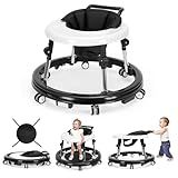 Baby Walker Foldable with 9 Adjustable Heights, Baby Walker with Wheels Portable, Infant Toddler Walker for Baby Boy Girls 6-18 Months (Black)
