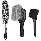 Car Wheel & Tire Brush Set, Wheel Cleaner Brush, Soft & Stiff Bristle Cleaning Brush, Wheel Brushes for Cleaning Wheels, Rim Brush for Car Body Exterior Surface, Carpet, Truck, SUV, RV, Motorcycle