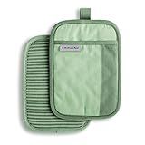 KitchenAid Beacon Two-Tone Non-Slip Pot Holder Set, Pistachio/Graphite Green, 7"x10", 2 Piece