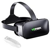 VR Headset, 3D Virtual Reality Goggles for iPhone & Android with Controller, Compatible 4.5-6.7 inch, Anti-Blue 3D Glasses Headset Helmets for Kids & Adults, for Movies,TV & Video Games(Black)