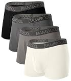 BAMBOO COOL Mens Trunks Underwear Performance Breathable Mesh Fly Zone Moisture-Wicking(4 Pack)