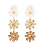 Raffia Flower Earrings Boho Handmade Straw Wrapped Drop Dangle Earrings for Women Summer Beach Jewelry
