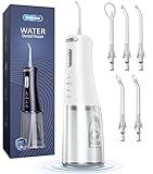 Onlyone Water Dental Flosser, 300ML Portable Oral Irrigator for Teeth, 4 Modes and 5 Jet Tips,Rechargeable Irrigation Cleaner,Electric Flossing Machine Power Flossers & Irrigator Accessories White