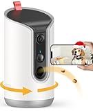 TKENPRO 2K Pet Camera Treat Dispenser, 360°View Dog Camera with Phone App, 5G&2.4G WiFi 2-Way Talk Pet Cam Indoor for Cats Remote Treat Tossing, Motion Alerts, Auto Tracking