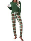 Ekouaer Womens Pajamas Set Long Sleeve Pjs Soft Lounge Sets for Women Sleepwear Joggers with Pockets Green Plaid