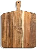 Acacia Wood Cutting Board and Chopping Board with Handle for Meat, Cheese Board, Vegetables, Bread, and Charcuterie - Decorative Wooden Serving Board for Kitchen and Dining Room, Large 17" x 13"