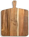 Acacia Wood Cutting Board and Chopping Board with Handle for Meat, Cheese Board, Vegetables, Bread, and Charcuterie - Decorative Wooden Serving Board for Kitchen and Dining Room, Large 17" x 13"
