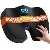 Everlasting Comfort Doctor Recommended Memory Foam Seat Cushion for Office Chairs & Car - Ergonomic Office Desk Accessories - Cushions for Tailbone Pain Relief, Sciatica (Black, Large)