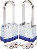 SEPOX® Heavy Duty Outdoor Padlock Keyed-Alike 2-3/8" Extra Long Shackle 2PK