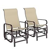 Outsunny Outdoor Glider Chair Set of 2, Gliders for Outside Patio with Smooth Gliding Mechanism and Lightweight Construction for Backyard, Khaki