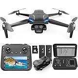 X-shop 4K GPS Drone with Camera for Adults, Brushless Motor, 4.5" HD Screen Remote with 2 Batteries 60 Min Flight, with SD Card, Foldable Quadcopter Under 249g, Auto Return, Follow Me, 3 Speed Mode