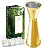 Homestia Japanese Jigger, Measurements Inside, Stainless Steel Cocktail Double Jigger for Bartending, Drink Measuring Cup, Premium & Heavy-Duty 2 oz 1 oz Bartender Tools (Gold)