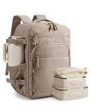 BAGSMART Travel Backpack for Women & Men 17.3 inch Laptop, Flight Approved Carry on Backpack with Shoe bag & 2 Packing Cubes, Water-Resistant Large Business Travel Bag, Weekender Bag - Brown