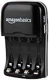 Amazon Basics Rechargeable Battery Charger for AA & AAA Ni-MH Batteries with USB Port, Portable, Travel-Friendly, Over-Charge Protection, Black