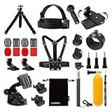 Luxebell Accessories Kit for AKASO EK5000 EK7000 4K WiFi Action Camera GoPro Hero 12 11 10 9 8 7 6 5/Session 5/Hero 4/3+/3/2/1 Max Fusion SJ4000 SJ5000 (14-in-1)