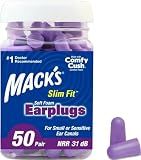 Mack's Slim Fit Soft Foam Earplugs, 50 Pair - Small Ear Plugs for Sleeping, Snoring, Traveling, Concerts, Shooting Sports & Power Tools | Made in USA