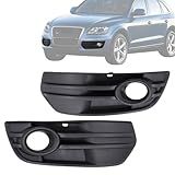 MOTOKU Pair Black Front Bumper Fog Light Grilles Cover Bezel Molding for Audi Q5 MK1 2009-2012 Left Driver and Right Passenger Side