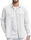 COOFANDY Men's Long Sleeve Shacket Casual Button Down Shirt Wrinkle Free Jacket Lightweight Overshirt