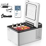 VEVOR 12V Car Refrigerator 10 QT, Portable Mini Freezer with APP Control, -4℉ to 68℉, 12/24V DC & 110-220V AC Compressor Cooler for Travel, Camping, Home, Road Trip