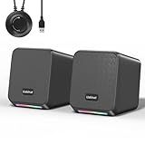 Uakinat Computer Speakers,with 7 Colorful RGB Lights, Headphone Jack, Enhanced Bass and Volume Control, PC Speakers USB Powered Gaming Speakers for Laptop Monitor PC Tablet Phone