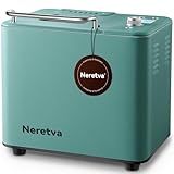 Neretva Bread Maker, 20-IN-1 2LB Bread Machine Dual Heater Bread Maker Machine Automatic with Nonstick Ceramic Pan, 15H Timer & 1H Keep Warm Set, Low Noise, Stainless Steel Breadmaker Recipe-Green
