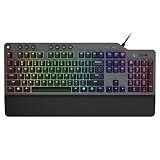 Lenovo GY40T26478 Legion K500 RGB Mechanical Gaming Keyboard, 3 ZONE Full-size Keyboard, 7 user Programmable Hot Keys; 16.8 Million Colors, 50 Million-Click Red Mechanical Keys, Detachable Palm Rest