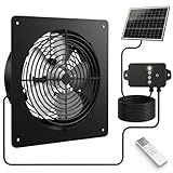 ORQEMG Solar Powered Fan with Battery Backup, 15W Monocrystalline Panel, 12V 4000mAh Control Box, Remote Control, 3 Modes, Adjustable Speed Ventilation Fan for Chicken Coop, Greenhouse, Shed, Attic