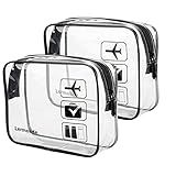 Lermende 2pcs Clear Toiletry Bag TSA Approved Travel Bag,Carry On for Travel,Airport Airline Accessories Compliant Bag,Quart Sized Makeup Cosmetic bag Women Men (Black, 2 Pack)