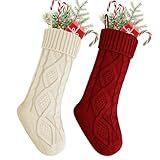 YOGINGO 2 Pack Christmas Stockings - Personalized Christmas Stockings, Large 18 Inches Christmas Stocking Hold All Surprises, Knitted Gift Stockings & Farmhouse Christmas Decor