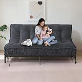 JUIKURY 8" Futon Mattress Full Size, Thick Futons Sofa Couch Bed Sleeper Sofa Bed, Floor Mattress for Adults, Roll Up Folding Mattres Shredded Foam Filling, Medium Firm(Frame Not Included)