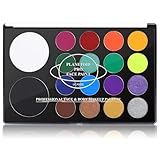 UCANBE Face & Body Paint, Water Activated SFX Makeup Palette - Extra Large White & Black Pan, Professional 18 Color Safe Non Toxic Art Painting Kit for Halloween, Cosplay, Parties, Theater & Stage