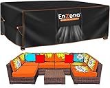 Enzeno Patio Furniture Set Cover,Outdoor Sectional Sofa Couch Set Covers Waterproof,Garden Dining Table Chair Set Cover Outside Rectangular Heavy Duty Weatherproof 110" L x 82" W x 28" H Black