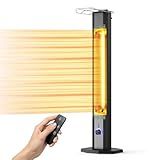 Outdoor Electric Patio Heater, 42-inch 1500W Infrared Tower Heater with 9 Heat Settings & 9H Timer, IPX5 Waterproof, Safety Lock, Tip-Over & Overheat Protection Space Heater for Indoor & Outdoor Use