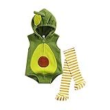 VISGOGO Baby Halloween Costumes Toddler Infant Boy Girl Avocado Pineapple Outfits Hooded Romper Jumpsuit Legging (Green, 6-12 Months)