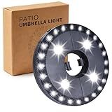 OYOCO Patio Umbrella Light 3 Brightness Modes Cordless,with 24+4 Cool White LEDs-4 * AA Battery Operated Umbrella Lights,Fits 1.15"-2" Umbrella Poles,for Patio Umbrellas,Camping Tents and Indoor Use