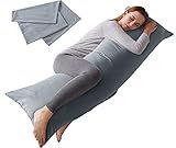 ELNIDO QUEEN Body Pillow with Pillowcase - Soft Long Bed Pillow for Adults - Breathable Full Body Pillow Insert for Sleeping, 20x54inches, Grey