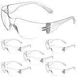 BISON LIFE Safety Glasses | 12 PAIRS with Clear UV Protection, Scratch Resistant, Wrap Around, Ballistic Impact Protected Lenses, One Size, Clear Lens Clear Temple, 12 per pack (1 pack)